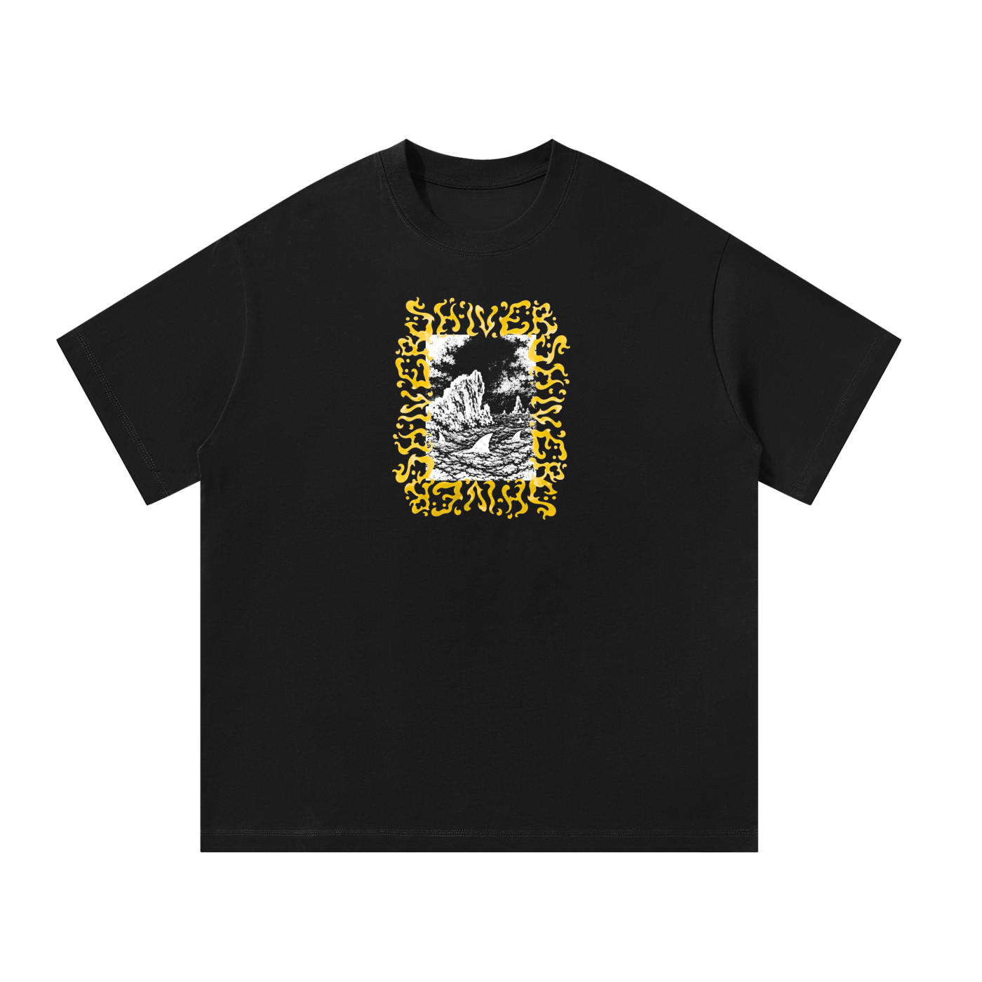 Shiver Sharks - Loose Fit -  Yellow text