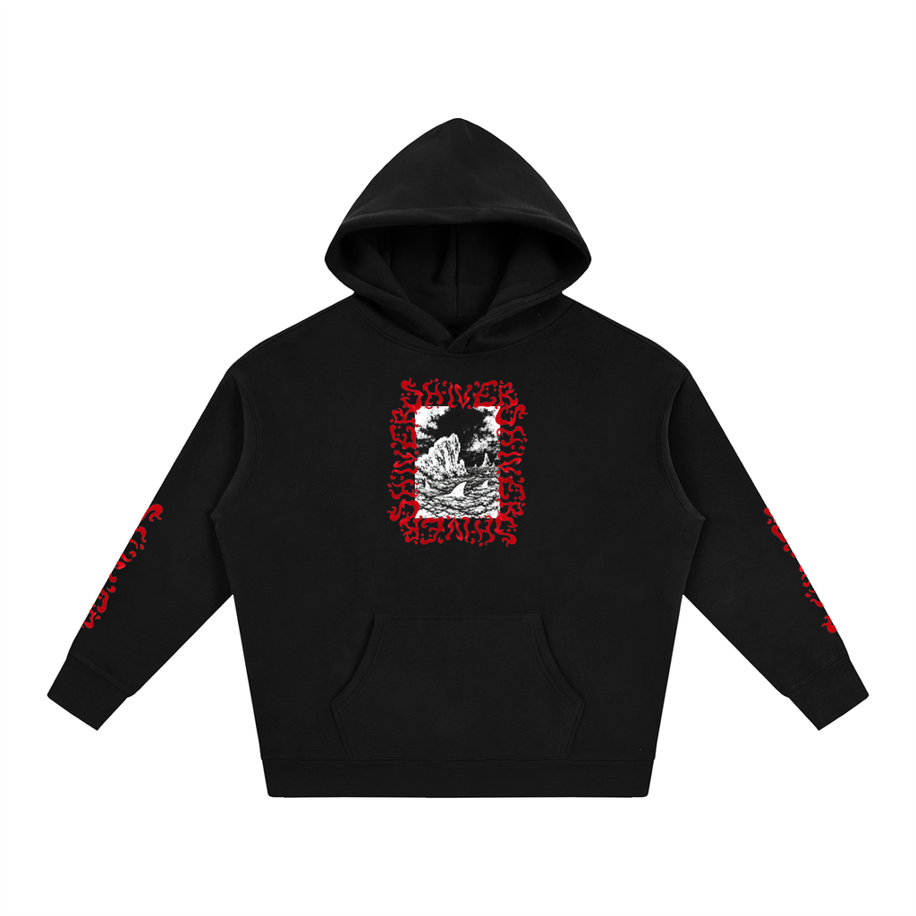 Sharks - Hoodie - Red on black with sleeves