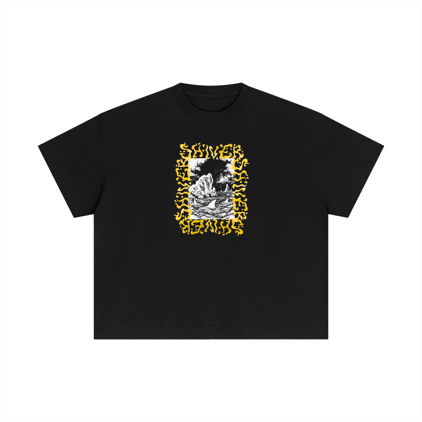 Shiver sharks - Boxy High Cut- Yellow text