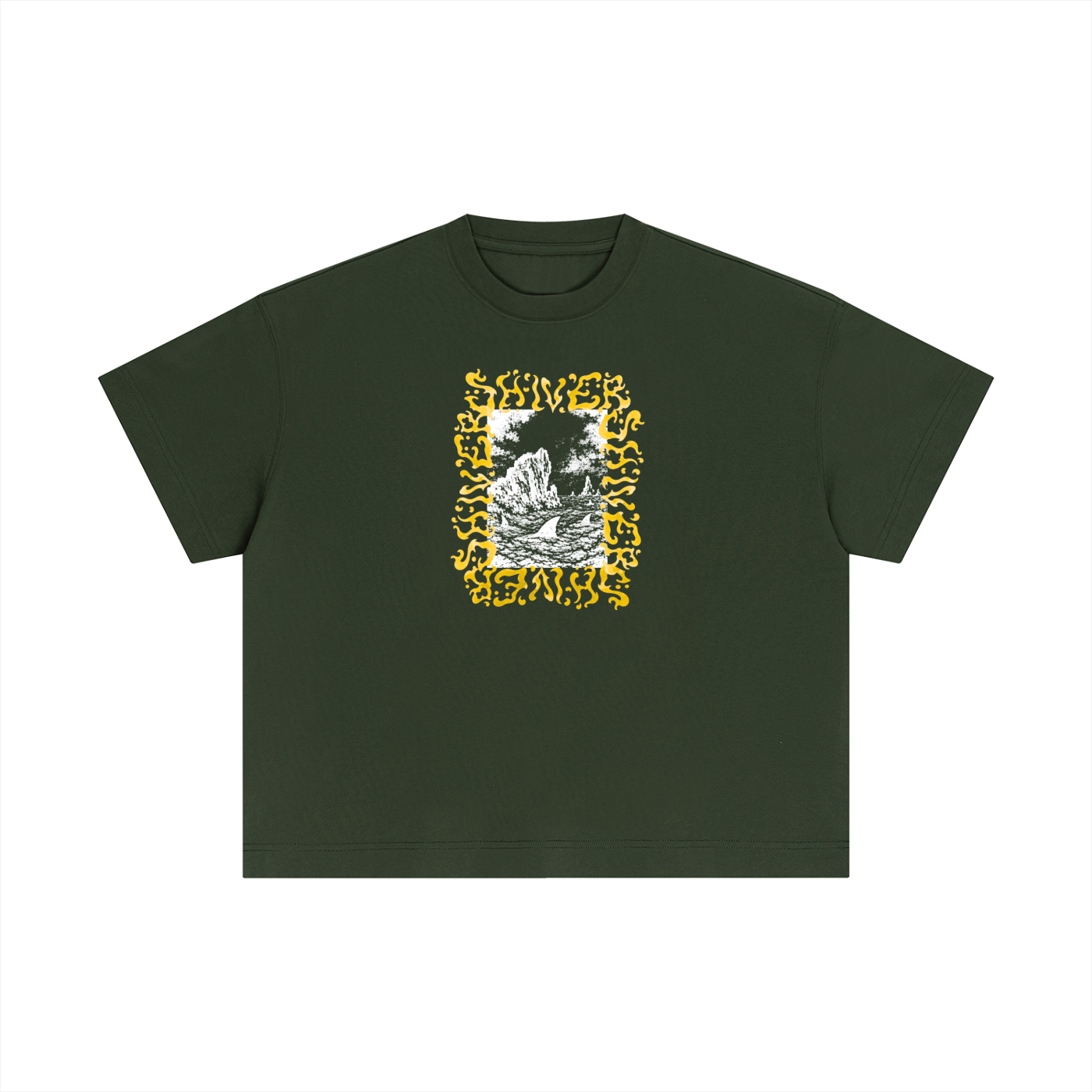 Shiver sharks - Boxy High Cut- Yellow text