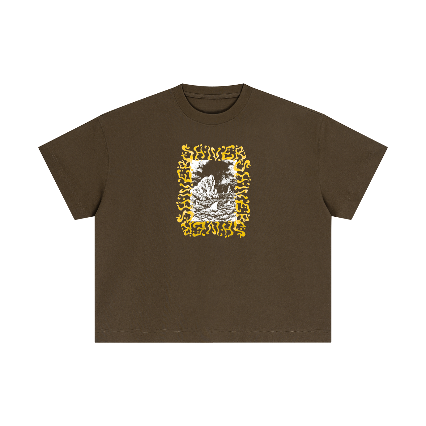 Shiver sharks - Boxy High Cut- Yellow text
