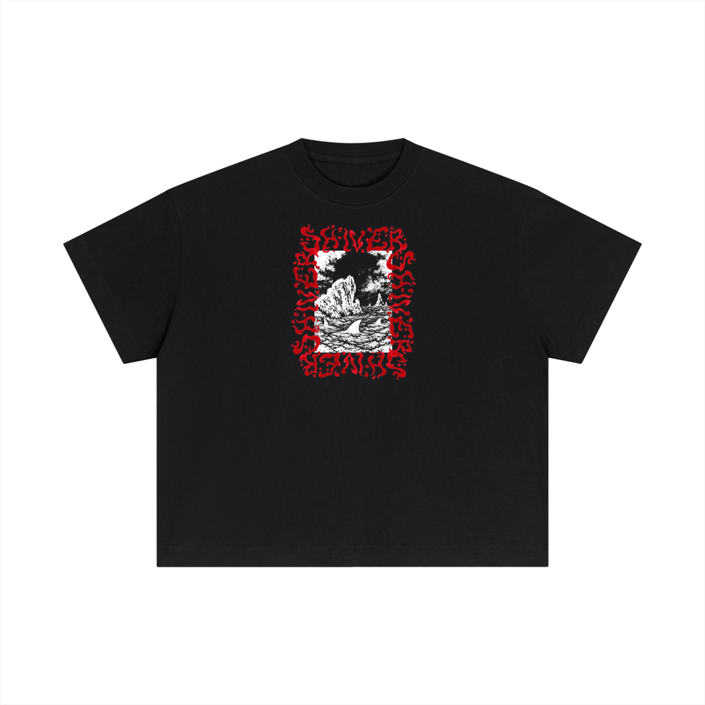 Shiver sharks - Boxy High Cut - Red on Black