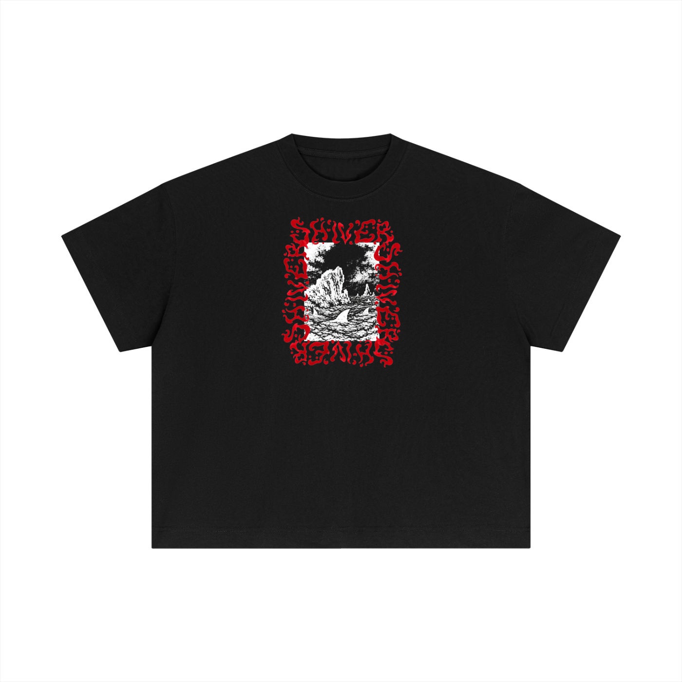 Shiver sharks - Boxy High Cut - Red on Black